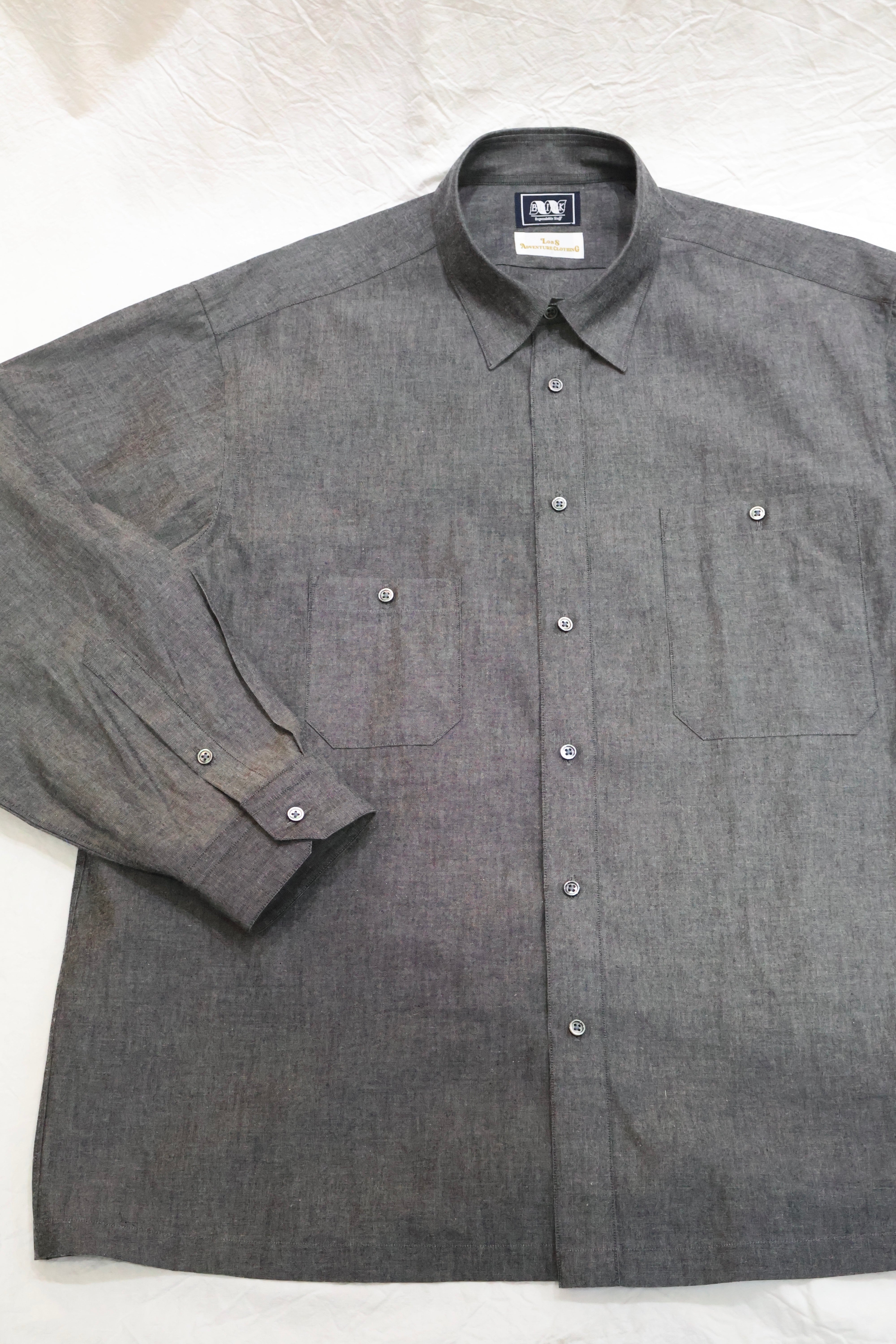 Lobs Adventure Clothing シャツ　L LOBS Adventure Clothing＞ BLUE CHECK OPEN COLLAR SHIRT/シャツ