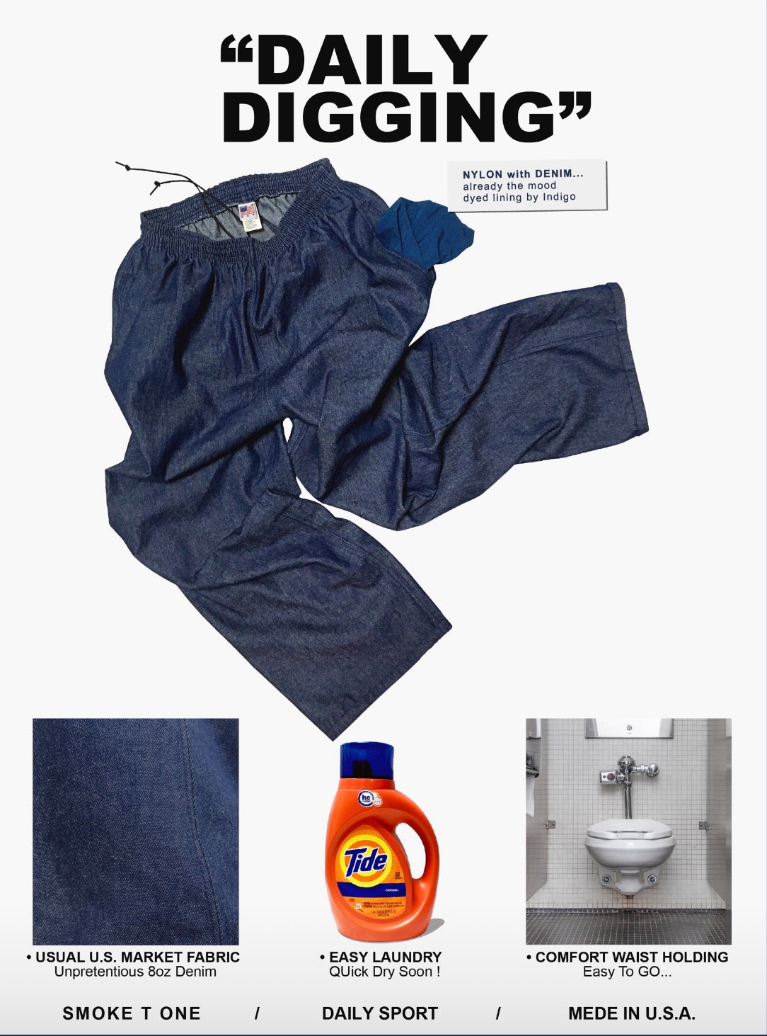 [THE DAILY SPORT by SMOKE T ONE]  DAILY DIGGING -DENIM PANTS-